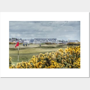 Carnoustie 18th hole and club hotel Posters and Art